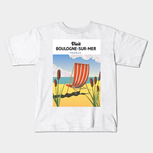 Boulogne-sur-Mer france travel poster Kids T-Shirt by nickemporium1